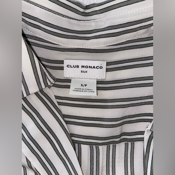 Women’s CLUB MONACO Signature Striped Silk buttoned‎ Shirt size small - Picture 5 of 14